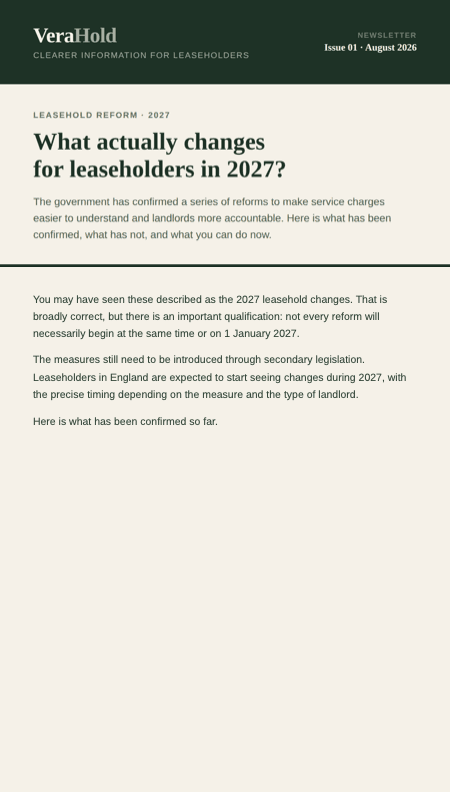 VeraHold Newsletter - Issue 01